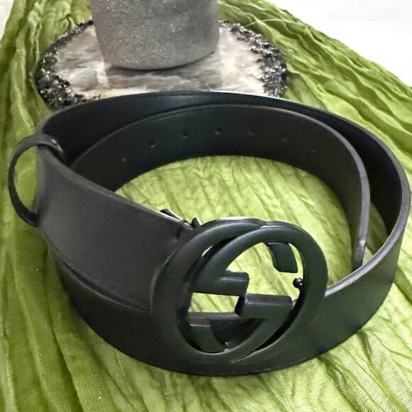 Black Matte Inspired Belt Size 44 / 110 Minimalist Statement Buckle main image 3